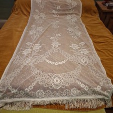 Vintage Cotton Net Curtain Floral Crochet 90 X 230 Cm