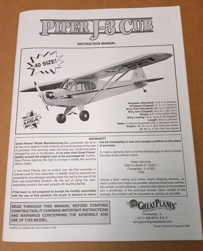 Great planes piper cub - planes, j-3