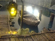 Small wood boat Dwarven forge Miniature Modelism hand-painted d&d table top