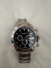 Mens Vintage silver Tone Watch Hand-Wind Auto Stauer Sturling Working 