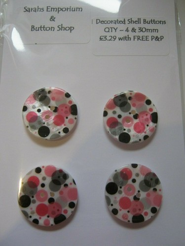 Large decorated shell buttons - decorated,
