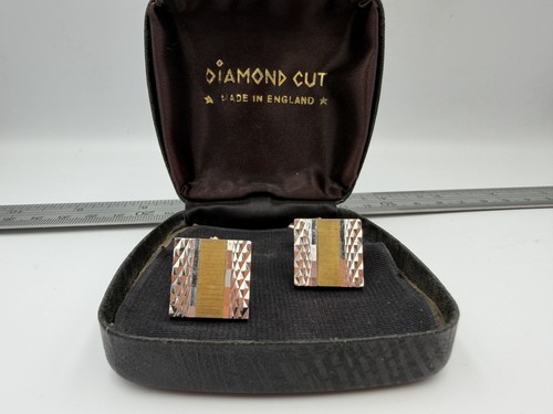 Vintage diamond cut cufflinks - cut,