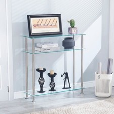 Narrow Clear Glass Console