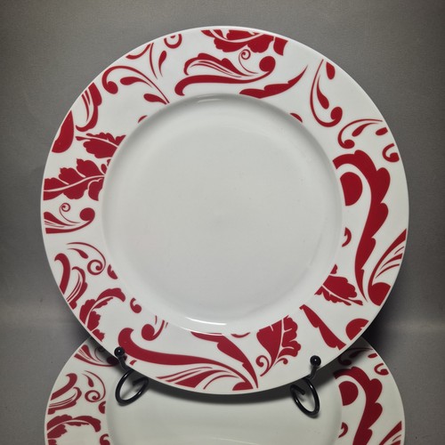 Red damask white - red, porcelain