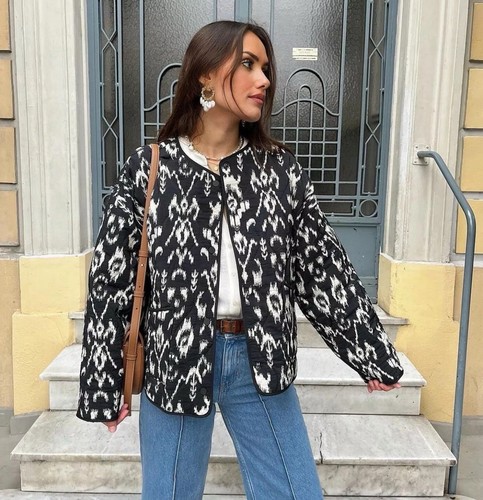 Zara printed quilted jacket - printed,