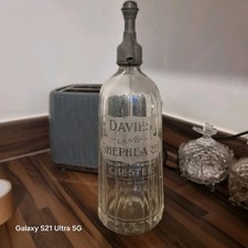 Rare Antique 1911  DAVIES  & SHEPHERD CHESTER acid etched Soda syphon bottle