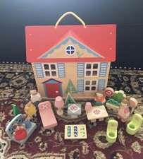 Wooden Dolls House Set With