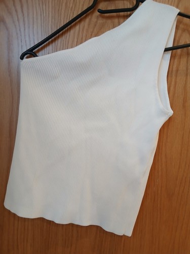 Zara white ribbed one shoulder - zara,