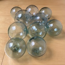 Japanese Glass Fishing Floats Vintage  Aqua & Green 2"–2.5" Set of 10