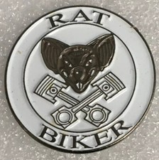 New biker pin badge rat - new,
