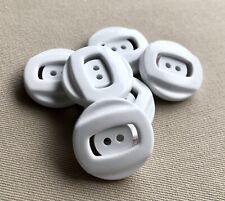 6 White Abstract Modern Buttons, 2 Hole, 25mm, Jacket/Coat, Matching Set