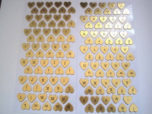 140 alphabet heart stickers - alphabet,