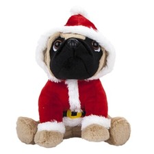 8" Pug Dog Teddy Bear in a Santa Pyjamas Christmas Edition Plush Soft Toy 20cm