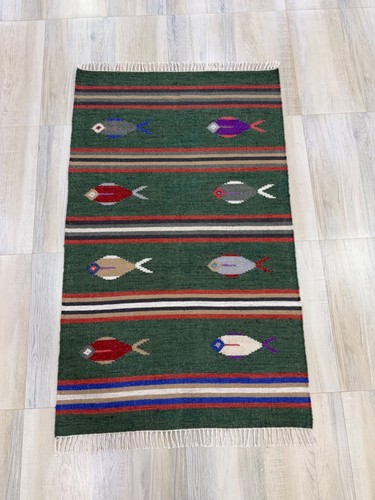 Hand woven wool - area, rug