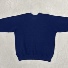 Vintage 80s Fruit Of The Loom Blue Short Sleeve Blank Raglan Sweatshirt Size S/M