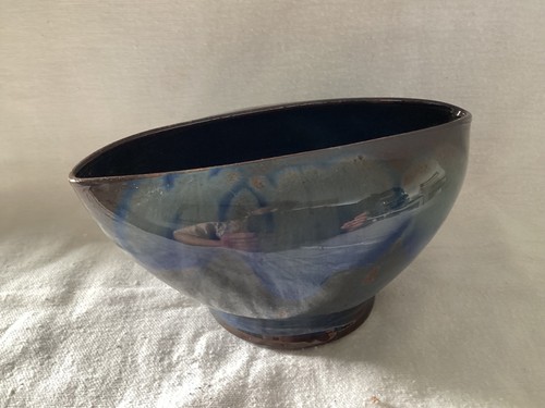 Blue ewenny pottery ovoid - pottery, eye