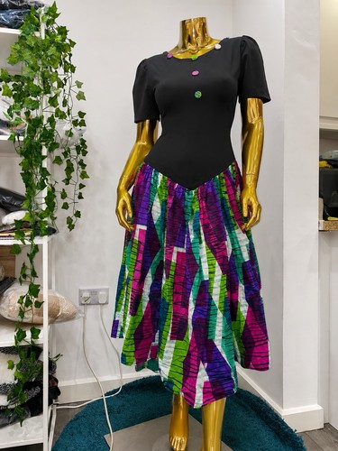 Black african print midi - &,