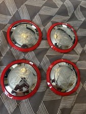 genuine Fiat 500 Abarth centre caps Chrome And Red Set Of 4