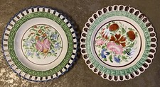 Pair of rare antique Swansea Ribbon Plates c. 1840 (Dillwyn and / or Cambrian)