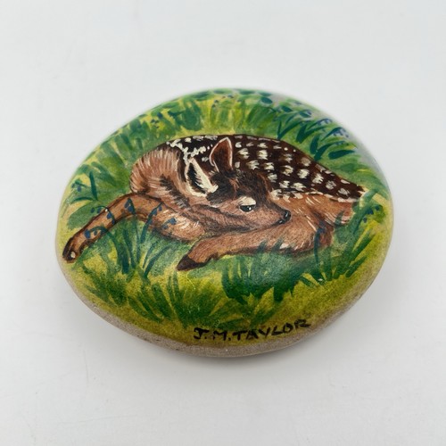 Vintage hand painted pebble - painted,