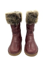 Petasil Girl's Boots Zara in Bordo Leather with Warm Lining and Faux Fur