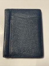 SCACCHI Cardholder Blue Leather Bifold Id Wallet.