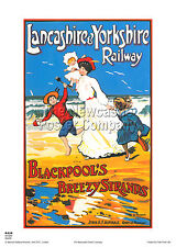 BLACKPOOL LANCASHIRE RETRO VINTAGE RAILWAY POSTER ADVERTISING TRAVEL OLD 