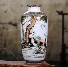 Jingdezhen Ceramic Vase Flower Chinese Panda Porcelain Antique Reproduction