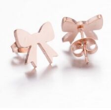 ROSE GOLD STAINLESS STEEL BOW STUD EARRINGS 10MM