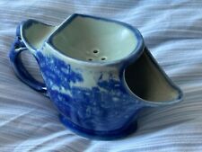 Ironstone Victoria English Village Barber Flow Blue Vintage Scuttle Shaving Mug