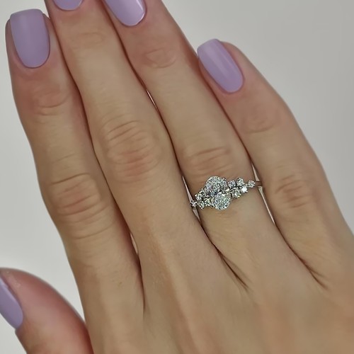 18k white gold oval - white, cut