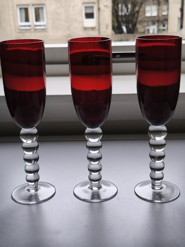 Ruby red stemmed glasses - , with