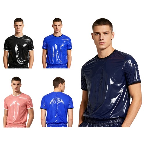 Men shiny wet look pvc - pvc, short