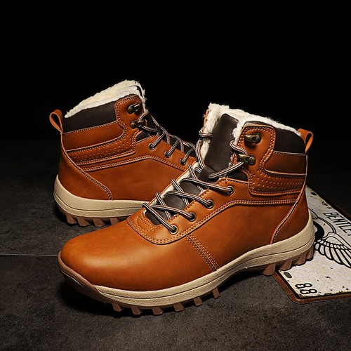 Mens leather fur lined - leather,