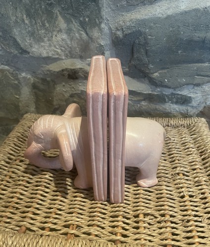 Soapstone elephant bookends - soapstone,