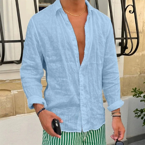 Mens cotton linen - linen, shirt