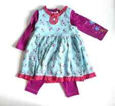 Baby Girl's 3 Piece Set- Top-Leggings & Dress - Aqua & Purple- 6/12 Mos
