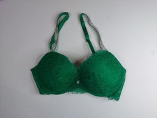 Victoria’s Secret 34B Bra Very Sexy Push Up Green Lace Diamante Shine Strap Bra