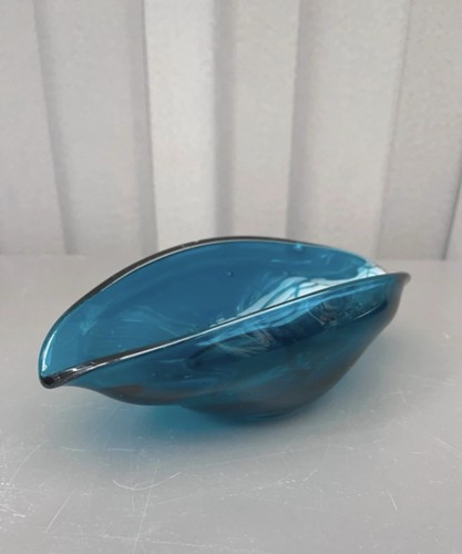Vintage 1960s blue art glass - art,