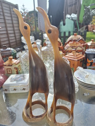 Vintage carved cows horns - vintage,