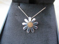Daisy London 925 Silver & 14k Gold Plated Signature Necklace Pendant 16" Chain