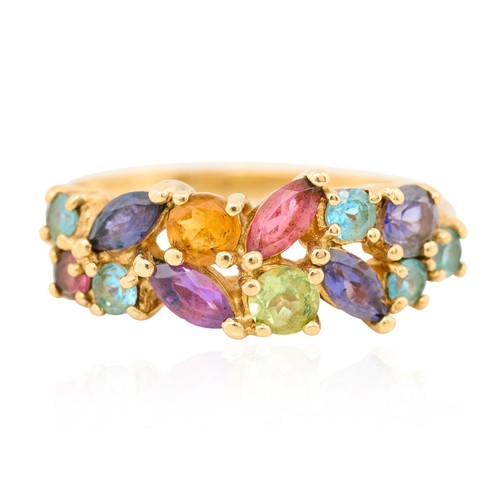 Multi stone dress ring 9ct - multi-stone,