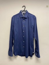 T.M.LEWIN MENS PURE COTTON SHIRT IN NAVY SIZE S BNWOT (S764)