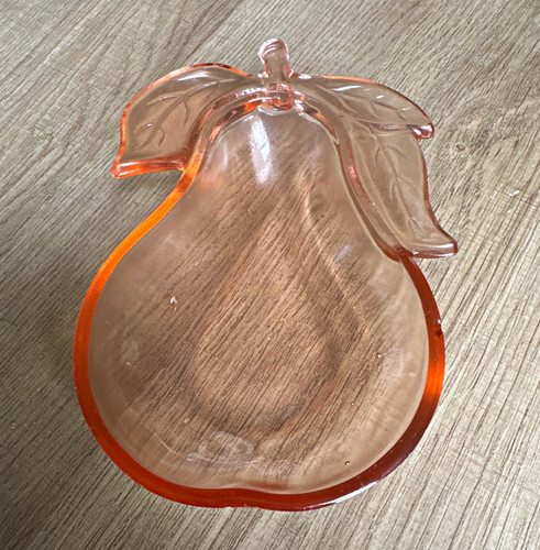 Vintage peach glass pear - glass,