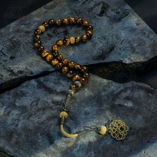 1000 Ct Silver Turkish Kazaz Tiger's Eye Islamic 33 Prayer Beads Tasbeeh Misbaha