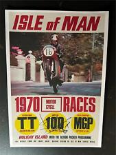 A4 IOM TT 1970 motorcycle Races  Poster hand signed by Kevin Schwantz