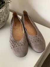 Gabor Hovercraft Womens Taupe Suede Flat Cut Out Ballet Pump Shoes Size UK 4.5