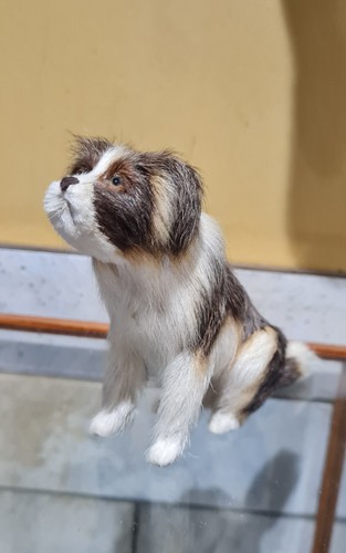 Vintage fur dog figurine - figurine, with