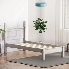  Corona 3ft Single Solid Pine Wood Frame Waxed Low Foot End Grey