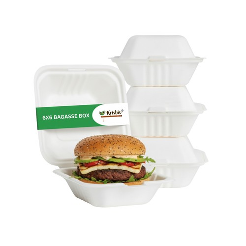 Bagasse burger boxes - 6",